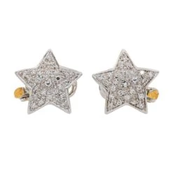 Boucles D'oreilles En Or Blanc Et Jaune Et Diamant -Castafiore Boutique boucles doreilles en or blanc et jaune et diamant 421401