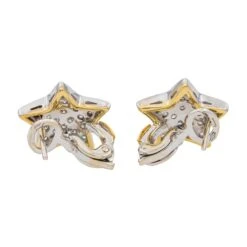 Boucles D'oreilles En Or Blanc Et Jaune Et Diamant -Castafiore Boutique boucles doreilles en or blanc et jaune et diamant 595968
