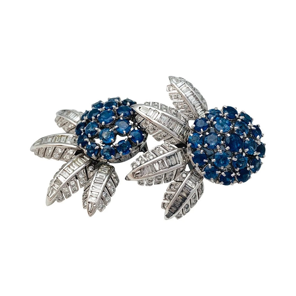 Miller Boucles D'oreilles Puces En Or Blanc, Saphirs Et Diamants 6 Miller Boucles D'oreilles Puces En Or Blanc, Saphirs Et Diamants – Image 6