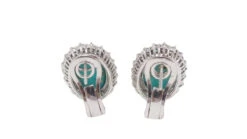 Boucles D'oreilles En Or Blanc, Turquoise Naturelle Et Diamants -Castafiore Boutique boucles doreilles en or blanc turquoise naturelle et diamants 613728