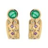 Boucles D'oreilles En Or Jaune, émeraude, Diamant Et Améthyste -Castafiore Boutique boucles doreilles en or jaune emeraude diamant et amethyste 253539