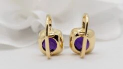 Boucles D'oreilles En Or Jaune Et Améthyste -Castafiore Boutique boucles doreilles en or jaune et amethyste 607370