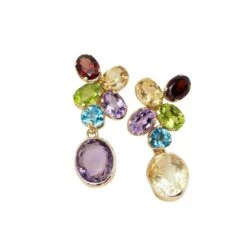 Boucles D'oreilles En Or Jaune Et Pierres Fines