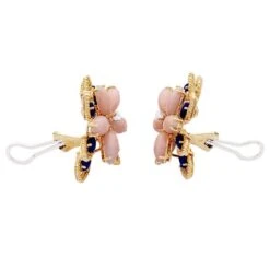 Miller Boucles D'oreilles En Or Jaune, Lapis Lazuli, Corail Et Diamants -Castafiore Boutique boucles doreilles en or jaune lapis lazuli corail et diamants 987009