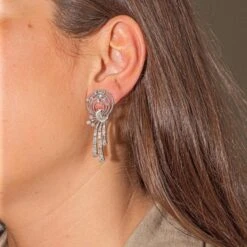 Boucles D'oreilles Rétro En Palladium Et Diamants -Castafiore Boutique boucles doreilles en palladium et diamants 387575