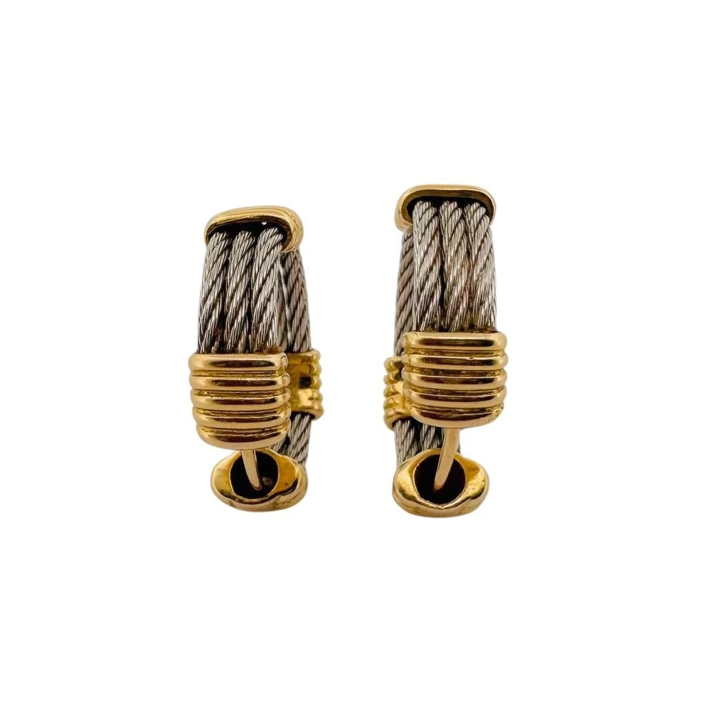 Boucles D'oreilles FRED"Force 10" En Or Jaune Et Acier 3 Boucles D'oreilles FRED"Force 10" En Or Jaune Et Acier – Image 3