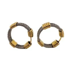 Boucles D'oreilles FRED"Force 10" En Or Jaune Et Acier