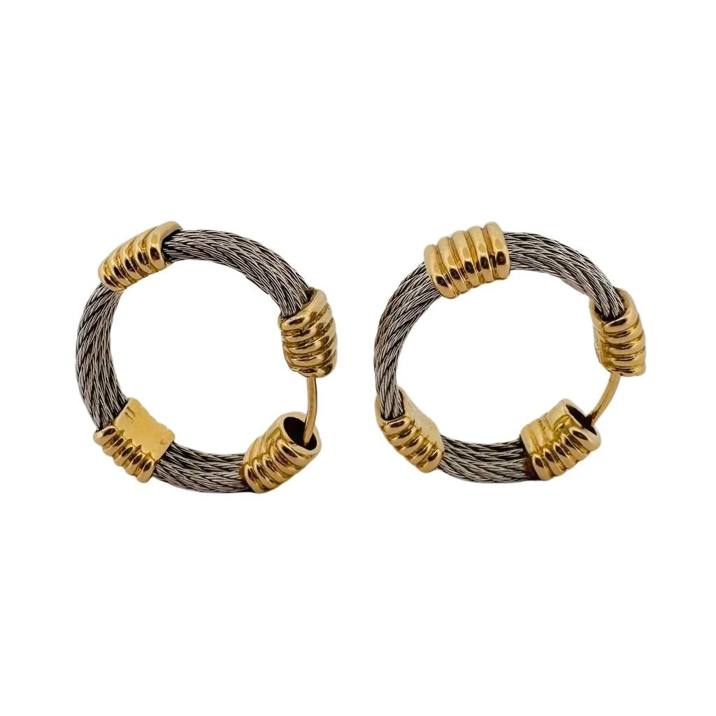 Boucles D'oreilles FRED"Force 10" En Or Jaune Et Acier 1 Boucles D'oreilles FRED"Force 10" En Or Jaune Et Acier