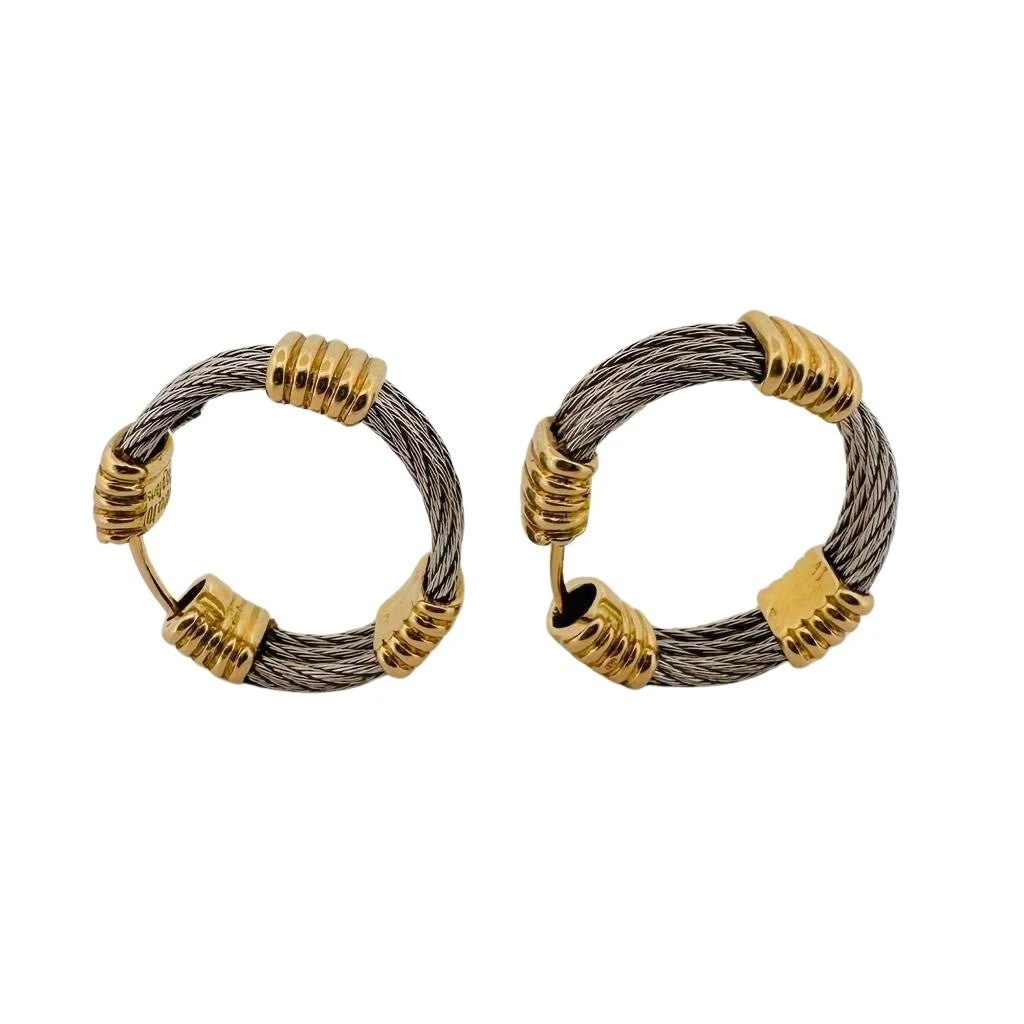 Boucles D'oreilles FRED"Force 10" En Or Jaune Et Acier 2 Boucles D'oreilles FRED"Force 10" En Or Jaune Et Acier – Image 2