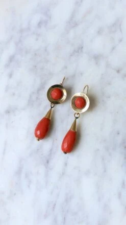 Boucles D'Oreilles Gouttes Corail -Castafiore Boutique boucles doreilles gouttes corail 206708