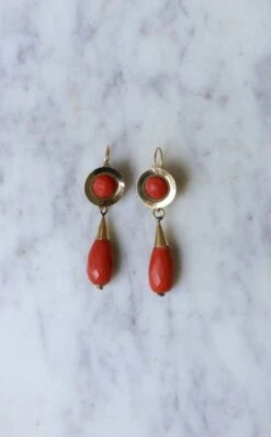 Boucles D'Oreilles Gouttes Corail -Castafiore Boutique boucles doreilles gouttes corail 310537