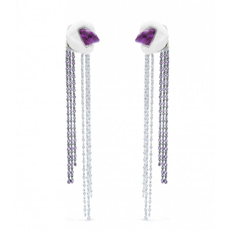 Boucles D'oreilles Lydia Courteille Céramique Blanche Or Blanc Diamants Améthyste 3 Boucles D'oreilles Lydia Courteille Céramique Blanche Or Blanc Diamants Améthyste – Image 3