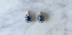 Boucles D'Oreilles Marguerite Saphir Et Diamants