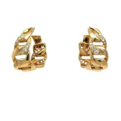 Boucles D'oreilles CARTIER "Bergamo" En Or Jaune Et Diamants