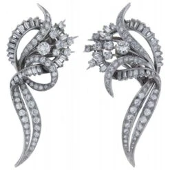 Boucles D'oreilles Or Gris Diamants