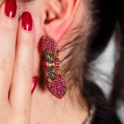 Boucles D'oreilles Or Jaune Diamants Rubis -Castafiore Boutique boucles doreilles or jaune diamants rubis 349902