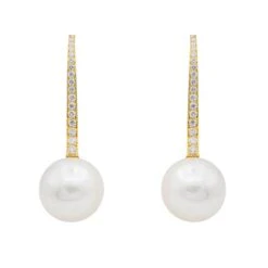 Boucles D'oreilles Or Jaune Perle De Culture