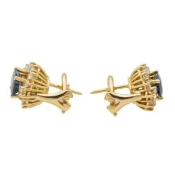 Boucles D'oreilles Clip En Or Jaune Et Saphirs -Castafiore Boutique boucles doreilles or jaune saphir 242663