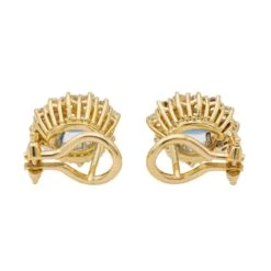 Boucles D'oreilles Clip En Or Jaune Et Saphirs -Castafiore Boutique boucles doreilles or jaune saphir 857785