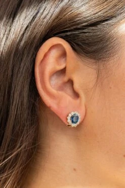 Boucles D'oreilles Clip En Or Jaune Et Saphirs -Castafiore Boutique boucles doreilles or jaune saphir 925079