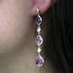 Boucles D'oreilles Or Rose Saphirs Diamants -Castafiore Boutique boucles doreilles or rose saphirs diamants 863709
