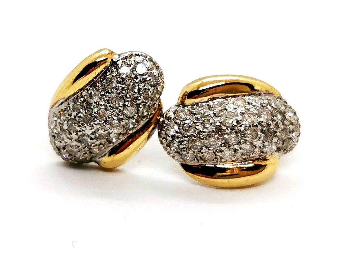 Boucles D'oreilles Pavée Diamants En 2 Ors 2 Boucles D'oreilles Pavée Diamants En 2 Ors – Image 2
