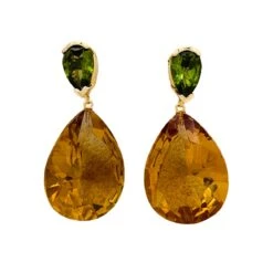 Miller Boucles D'oreilles Pendantes, Citrines Et Péridots -Castafiore Boutique boucles doreilles pendantes citrines et peridots 626284