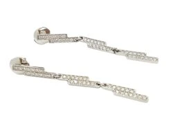 Boucles D'oreilles Pendantes DINH VAN "Seventies" En Or Blanc Et Diamants