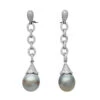 Miller Boucles D'oreilles Pendantes En Or Blanc, Diamants Et Perles