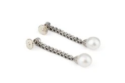 Boucles D'oreilles Pendantes En Or Blanc, Perles Et Diamants -Castafiore Boutique boucles doreilles pendantes en or blanc perles et diamants 328869