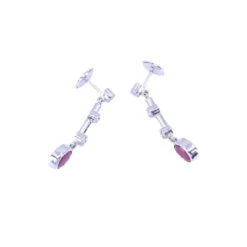 Boucles D'oreilles Pendantes En Or Blanc, Rubis, Et Diamants -Castafiore Boutique boucles doreilles pendantes en or blanc rubis et diamants 457788
