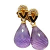 Boucles D'oreilles Pendantes En Or Jaune, Améthystes Et Diamants -Castafiore Boutique boucles doreilles pendantes en or jaune amethystes et diamants 140886