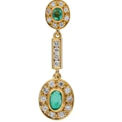 Boucles D'oreilles Pendantes En Or Jaune, Emeraude Et Diamant -Castafiore Boutique boucles doreilles pendantes en or jaune emeraude et diamant 502442