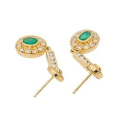 Boucles D'oreilles Pendantes En Or Jaune, Emeraude Et Diamant -Castafiore Boutique boucles doreilles pendantes en or jaune emeraude et diamant 568236