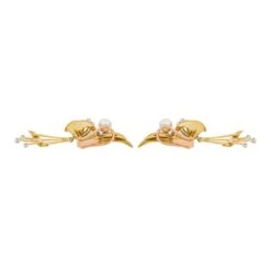 Boucles D'oreilles Pendantes En Or Jaune, Perle De Culture Et Diamant -Castafiore Boutique boucles doreilles pendantes en or jaune perle de culture et diamant 871634