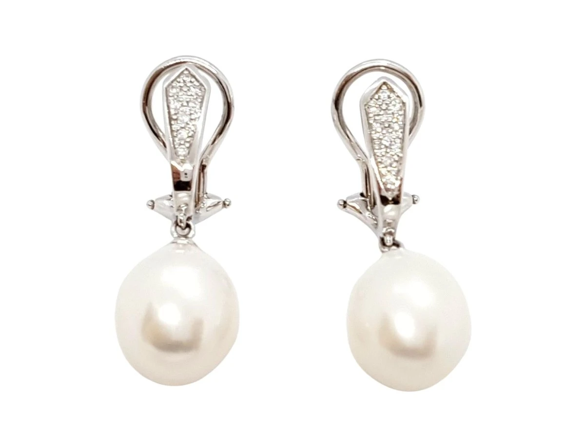 Boucles D'oreilles Pendantes ISABELLE LANGLOIS En Or Blanc, Perles Et Diamants 1 Boucles D'oreilles Pendantes ISABELLE LANGLOIS En Or Blanc, Perles Et Diamants