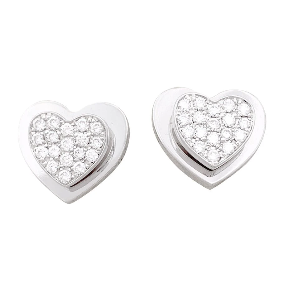 Miller Boucles D'oreilles PIAGET "Coeur" En Or Blanc Et Diamants 1 Miller Boucles D'oreilles PIAGET "Coeur" En Or Blanc Et Diamants