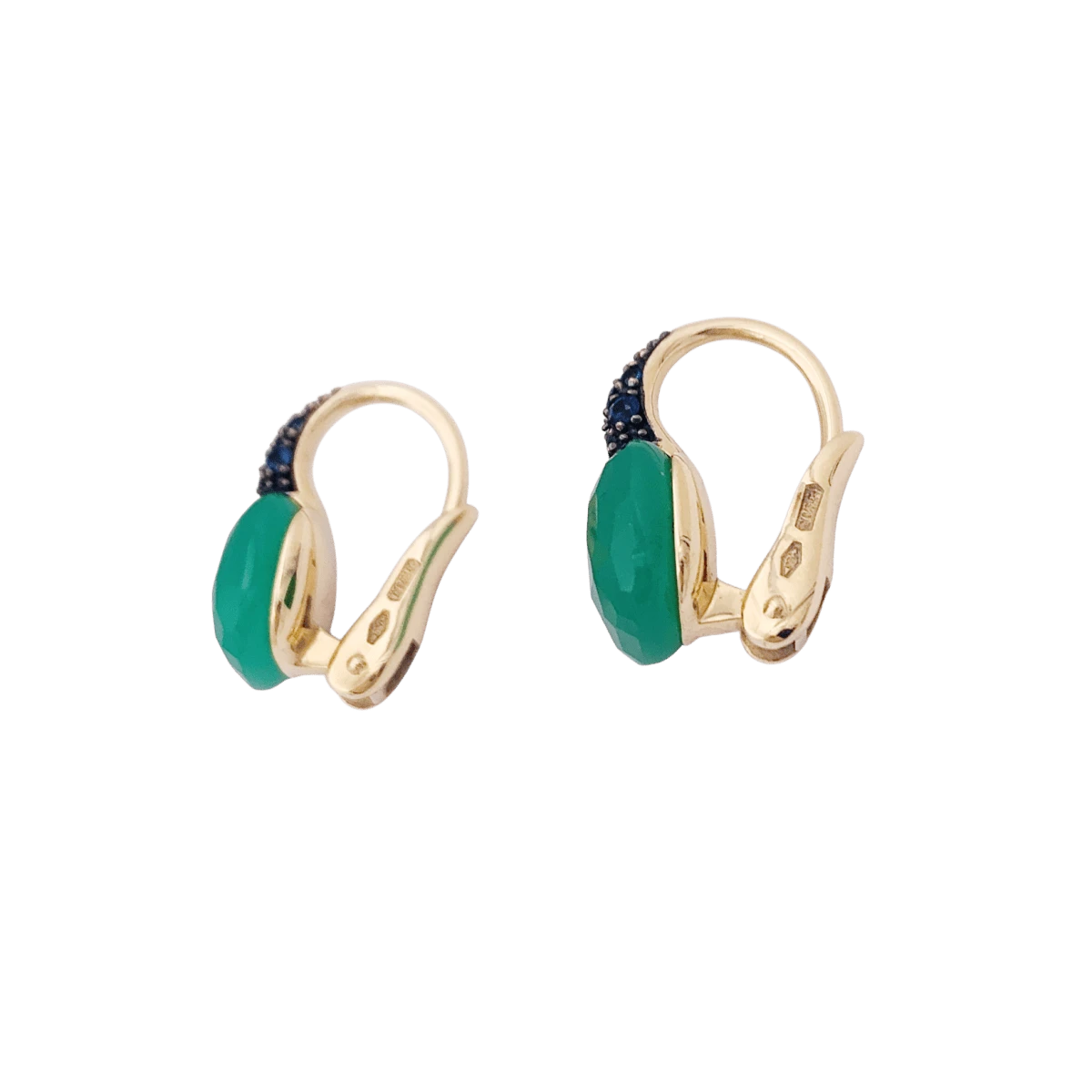 Miller Boucles D'oreilles Dormeuses POMELLATO "Capri" En Or, Chrysoprase Et Saphirs 4 Miller Boucles D'oreilles Dormeuses POMELLATO "Capri" En Or, Chrysoprase Et Saphirs – Image 4