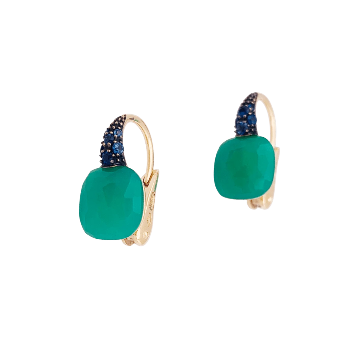 Miller Boucles D'oreilles Dormeuses POMELLATO "Capri" En Or, Chrysoprase Et Saphirs 3 Miller Boucles D'oreilles Dormeuses POMELLATO "Capri" En Or, Chrysoprase Et Saphirs – Image 3