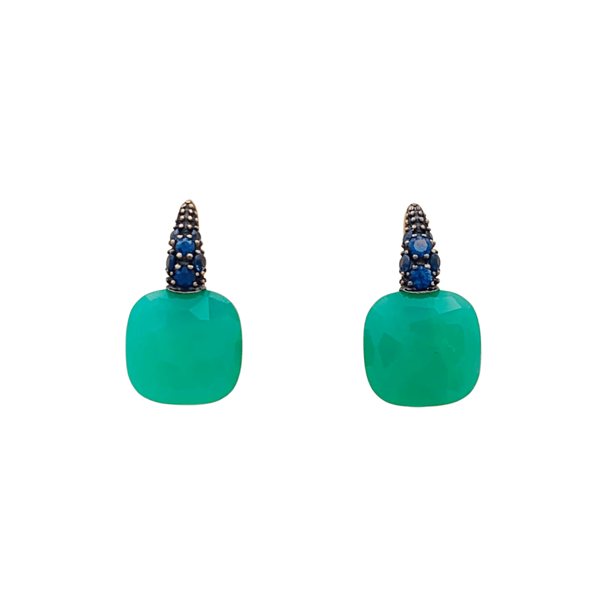 Miller Boucles D'oreilles Dormeuses POMELLATO "Capri" En Or, Chrysoprase Et Saphirs 1 Miller Boucles D'oreilles Dormeuses POMELLATO "Capri" En Or, Chrysoprase Et Saphirs