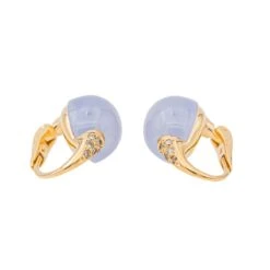Boucles D'oreilles POMELLATO "Luna" En Or Jaune Et Calcédoine 10 Boucles D'oreilles POMELLATO "Luna" En Or Jaune Et Calcédoine -Castafiore Boutique boucles doreilles pomellato luna en or jaune et calcedoine 392778