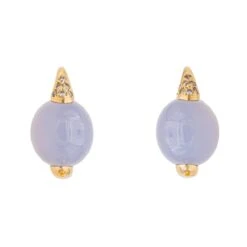 Boucles D'oreilles POMELLATO "Luna" En Or Jaune Et Calcédoine