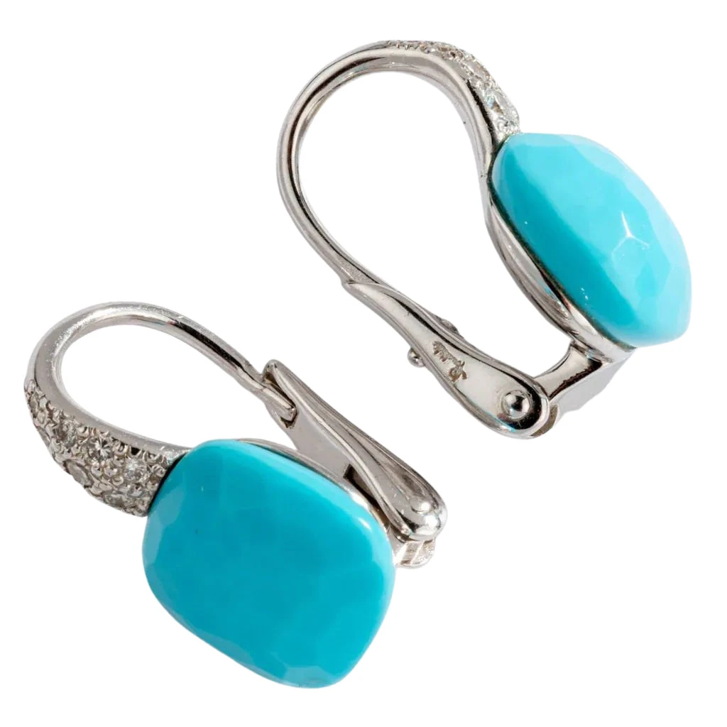 Boucles D'oreilles Pomellato Modèle Capri En Or Gris Et Turquoise 4 Boucles D'oreilles Pomellato Modèle Capri En Or Gris Et Turquoise – Image 4