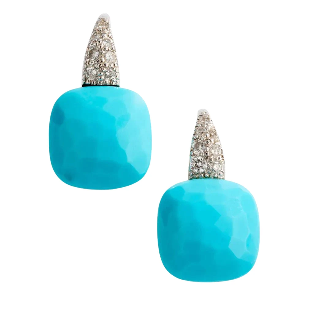 Boucles D'oreilles Pomellato Modèle Capri En Or Gris Et Turquoise 1 Boucles D'oreilles Pomellato Modèle Capri En Or Gris Et Turquoise
