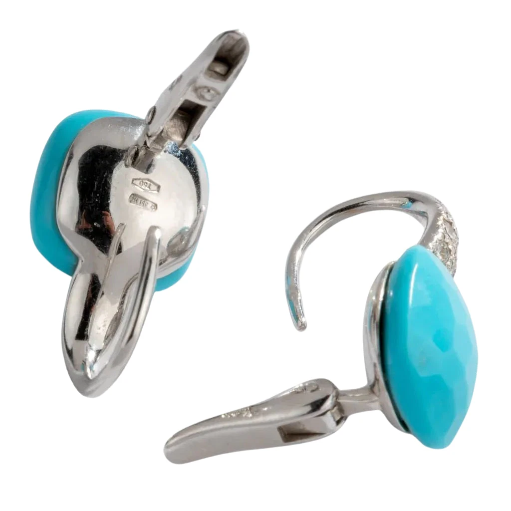 Boucles D'oreilles Pomellato Modèle Capri En Or Gris Et Turquoise 5 Boucles D'oreilles Pomellato Modèle Capri En Or Gris Et Turquoise – Image 5