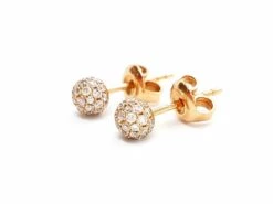 Boucles D'oreilles Puces Boules Pavées Diamants En Or Rose 18 Boucles D'oreilles Puces Boules Pavées Diamants En Or Rose -Castafiore Boutique boucles doreilles puces boules pavees diamants en or rose 132093