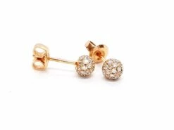 Boucles D'oreilles Puces Boules Pavées Diamants En Or Rose 13 Boucles D'oreilles Puces Boules Pavées Diamants En Or Rose -Castafiore Boutique boucles doreilles puces boules pavees diamants en or rose 994713