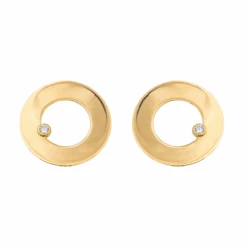 Boucles D'oreilles Puces DINH VAN "Target" En Or Jaune Et Diamant