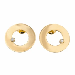 Boucles D'oreilles Puces DINH VAN "Target" En Or Jaune Et Diamant -Castafiore Boutique boucles doreilles puces dinh van target en or jaune et diamant 8943410