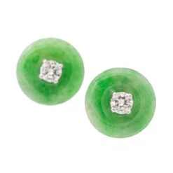 Boucles D'oreilles Puces En Or Blanc, Jades Jadéite Et Diamants -Castafiore Boutique boucles doreilles puces en or blanc jades jadeite et diamants 170614